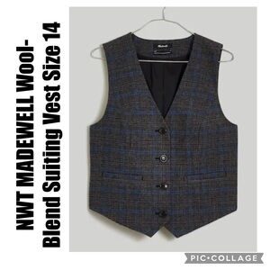 MADEWELL Wool-Blend Suiting Vest Size 14